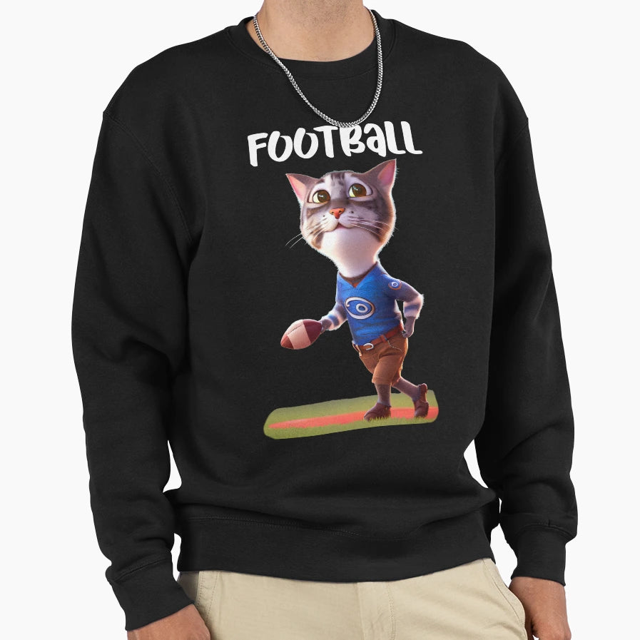 Cat Football Sweatshirt - Trendy Graphic Unisex - T-Shirt, Sweatshirt, Hoodie