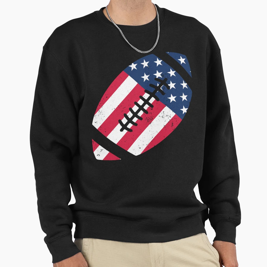 Football American Flag Sweatshirt - Minimalist Print for Adults - T-Shirt, Sweatshirt, Hoodie
