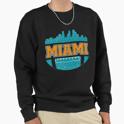 Dolphins Football Fan Miami Skyline Sweatshirt - Aesthetic Graphic Unisex - T-Shirt, Sweatshirt, Hoodie