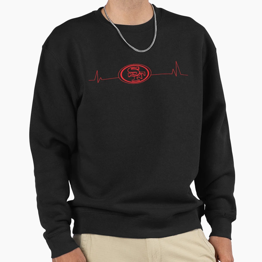San Francisco Football Heartbeat Sweatshirt - Aesthetic Graphic for Adults - T-Shirt, Sweatshirt, Hoodie
