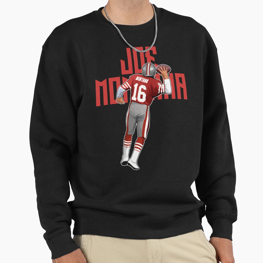 Joe Montana Throw Pass 16 Bold Sweatshirt - Trendy Graphic for Adults - T-Shirt, Sweatshirt, Hoodie