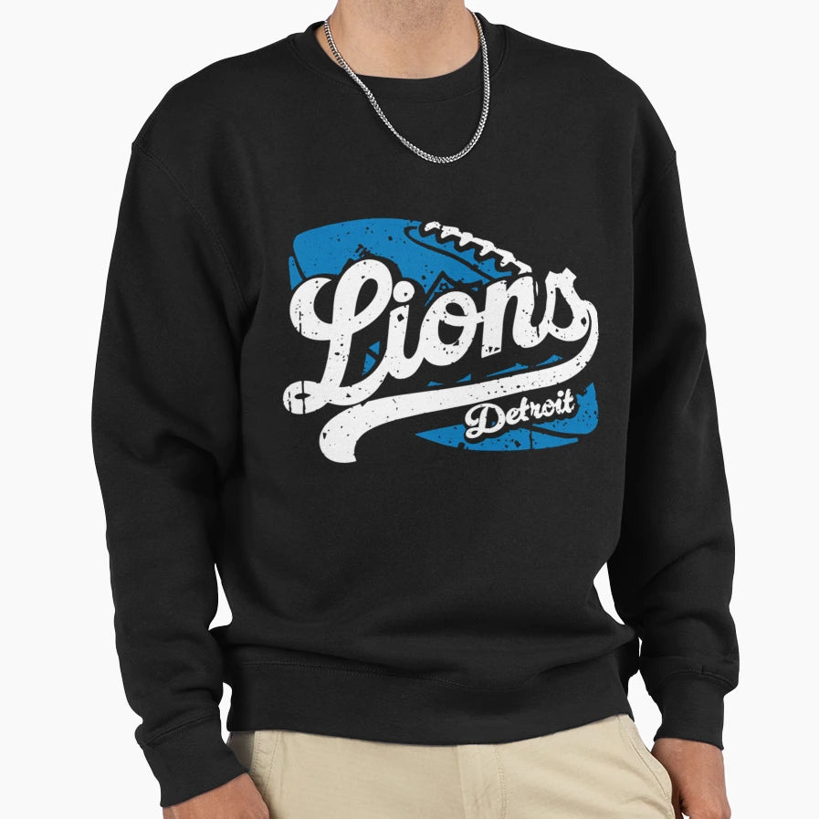 Detroit Lions Football Script Sweatshirt - Trendy Graphic for Adults - T-Shirt, Sweatshirt, Hoodie