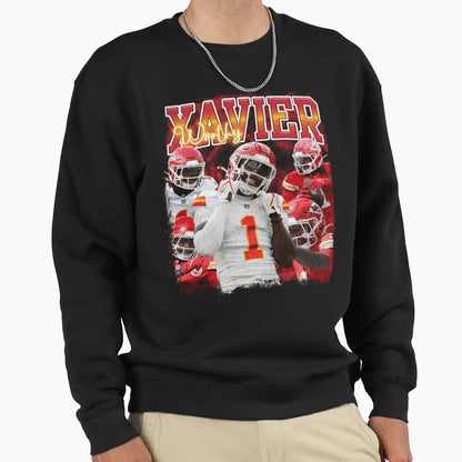 Xavier Worthy Football Star Collage Sweatshirt - Unique Graphic Unisex - T-Shirt, Sweatshirt, Hoodie