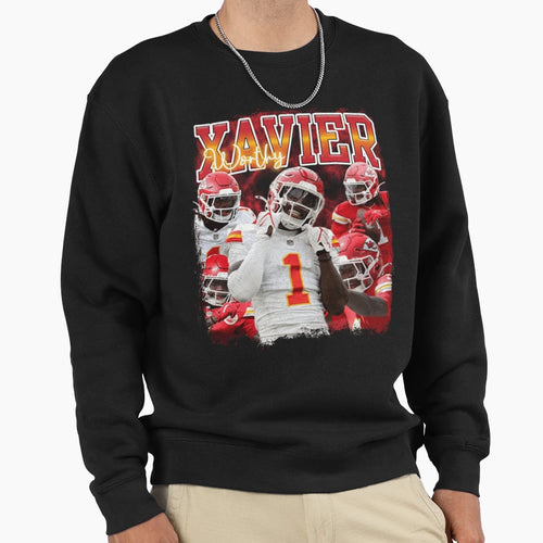 Xavier Worthy Football Star Collage Sweatshirt - Unique Graphic Unisex - T-Shirt, Sweatshirt, Hoodie