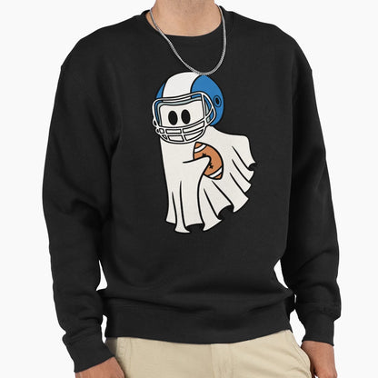 Halloween Ghost Play Football Sweatshirt - Minimalist Print for Adults - T-Shirt, Sweatshirt, Hoodie