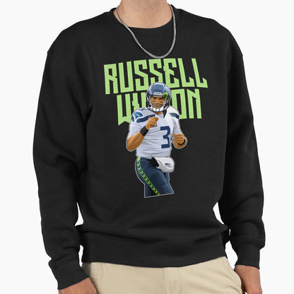 Russell Wilson Action 3 Bold Sweatshirt - Novelty Apparel for Adults - T-Shirt, Sweatshirt, Hoodie