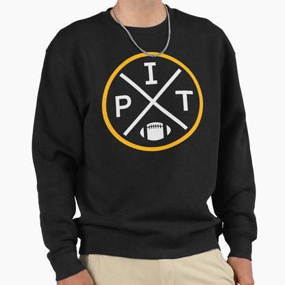 Pittsburgh Football Emblem Pit Sweatshirt - Aesthetic Graphic Unisex - T-Shirt, Sweatshirt, Hoodie