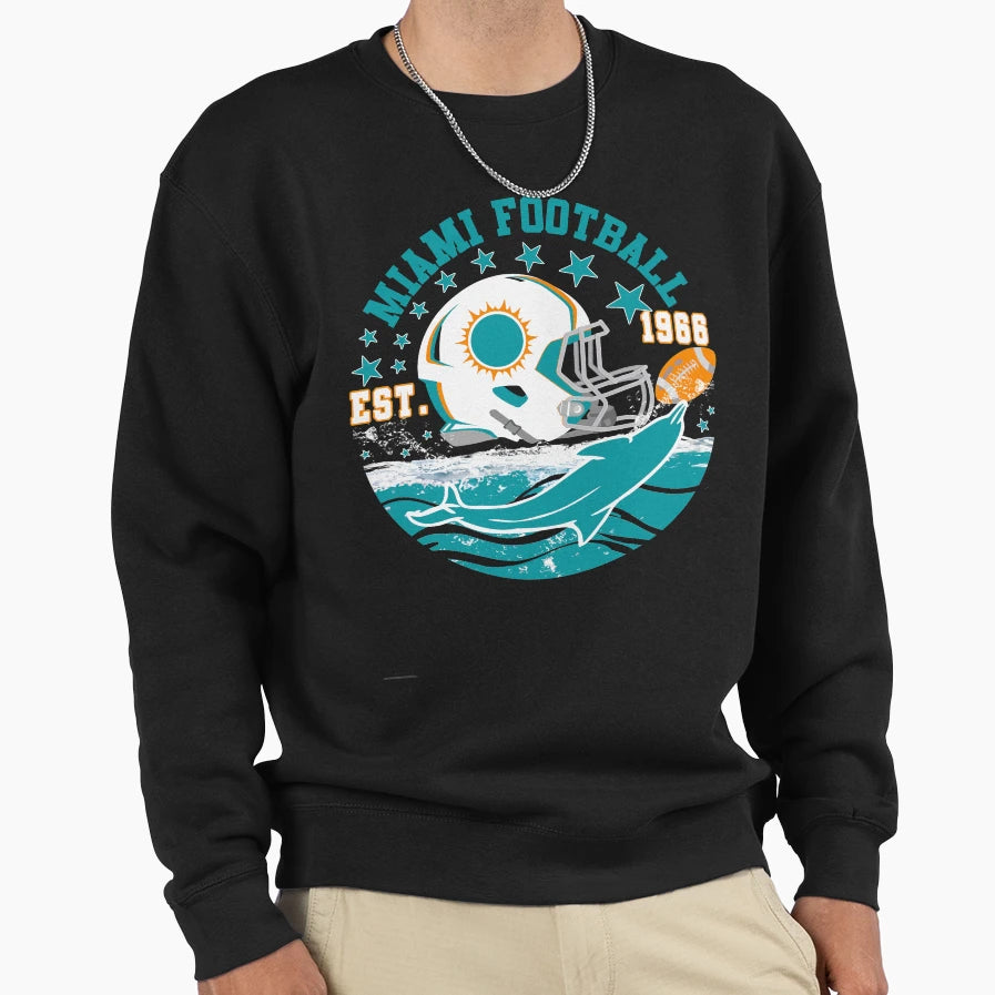 Miami Est 1966 Football Helmet Sweatshirt - Fun Novelty Design Men Women - T-Shirt, Sweatshirt, Hoodie
