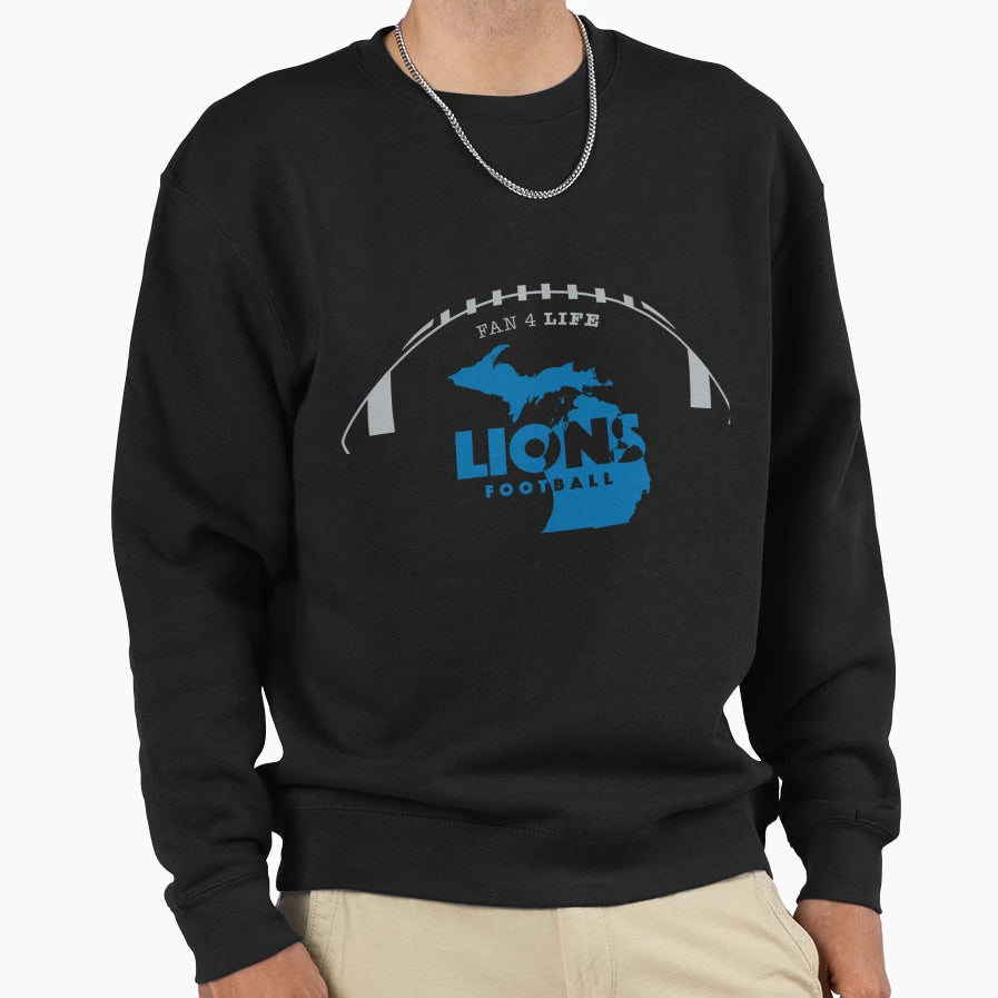 Detroit Lions Fan 4 Life Football Sweatshirt - Custom Art Print for Adults - T-Shirt, Sweatshirt, Hoodie