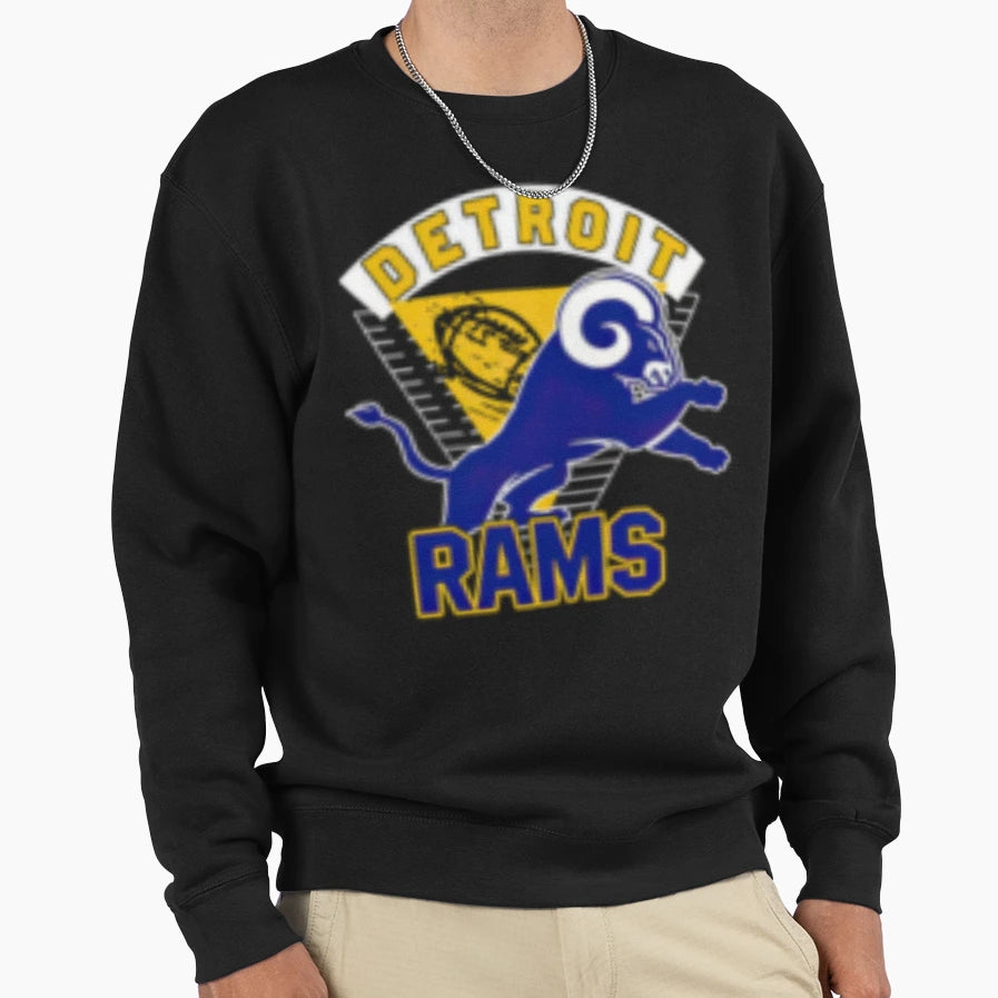 Detroit Rams Detroit Line Rams Sweatshirt - Novelty Apparel for Adults - T-Shirt, Sweatshirt, Hoodie