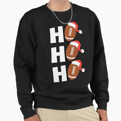 Ho Ho Ho Football Chritsmas Sweatshirt - Unique Graphic Men Women - T-Shirt, Sweatshirt, Hoodie