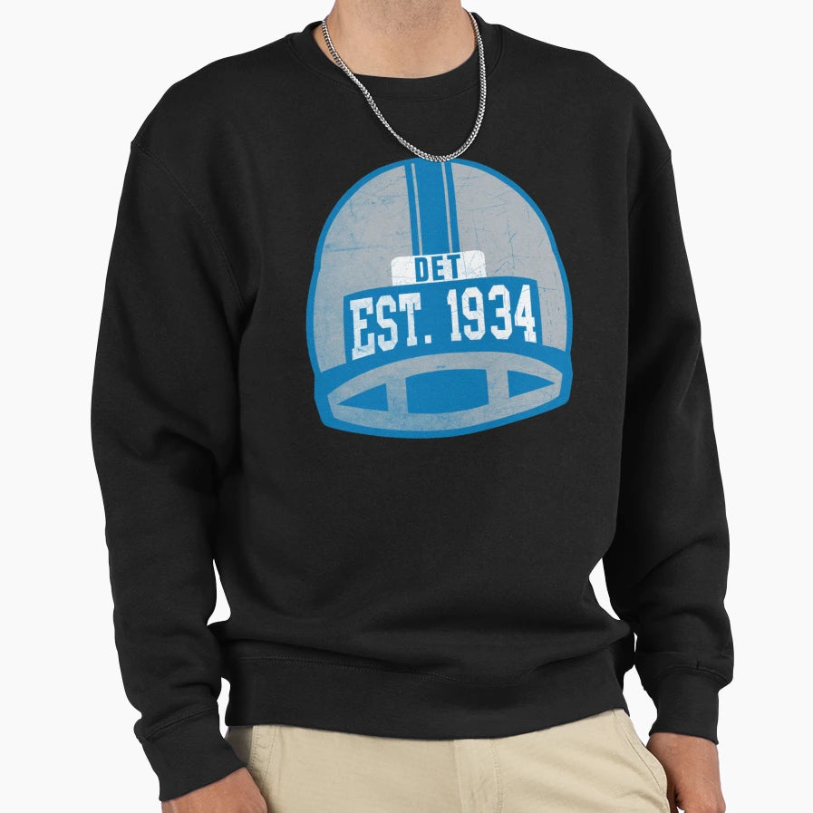 Detroit Throwback Football Helmet Sweatshirt - Unique Graphic Men Women - T-Shirt, Sweatshirt, Hoodie