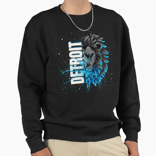Detroit Lions Electric Blue Lion Sweatshirt - Trendy Graphic for Adults - T-Shirt, Sweatshirt, Hoodie