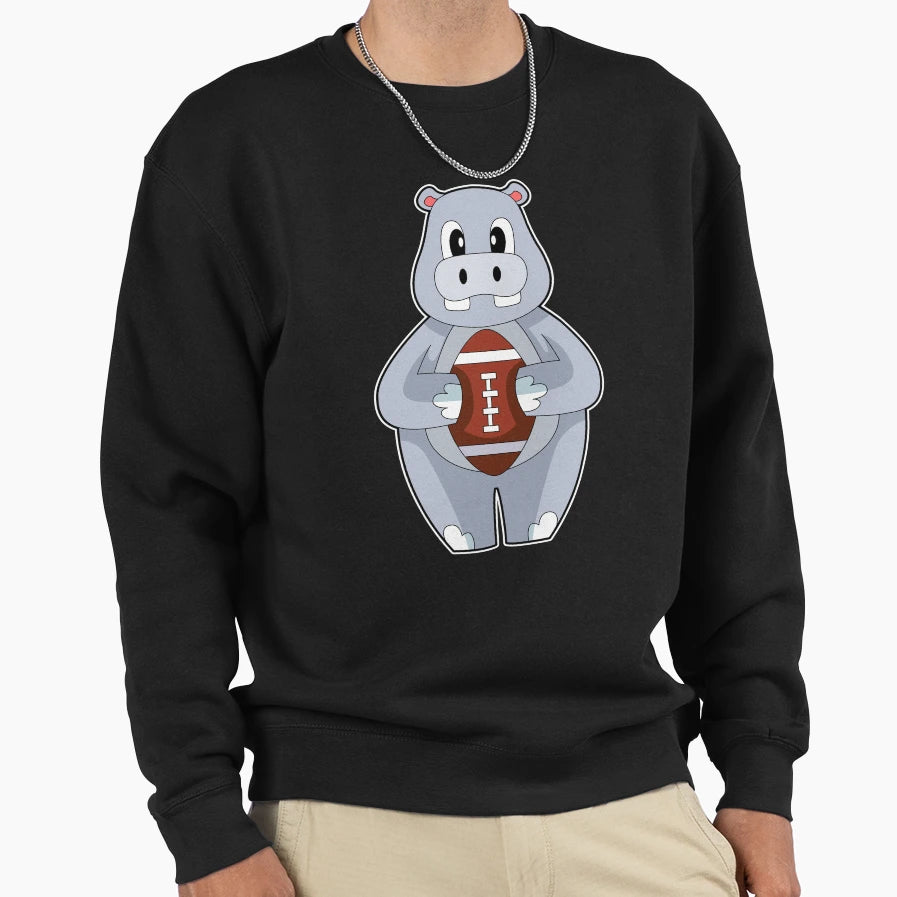 Hippo American Football Sweatshirt - Trendy Graphic Unisex - T-Shirt, Sweatshirt, Hoodie