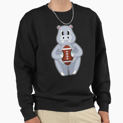 Hippo American Football Sweatshirt - Trendy Graphic Unisex - T-Shirt, Sweatshirt, Hoodie