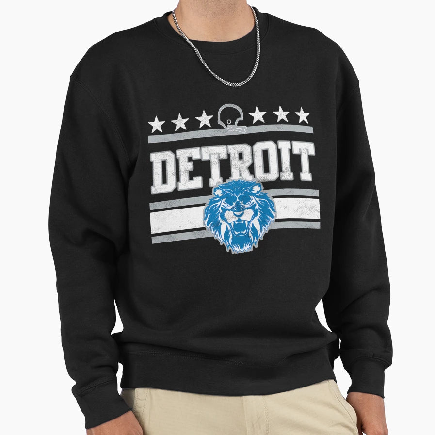 Etroit Football Roaring Lion Pride Sweatshirt - Custom Art Print for Adults - T-Shirt, Sweatshirt, Hoodie