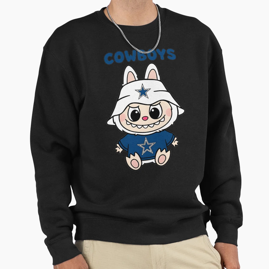 Cheerful Labubu Cowboys Cartoon Sweatshirt - Novelty Apparel Men Women - T-Shirt, Sweatshirt, Hoodie