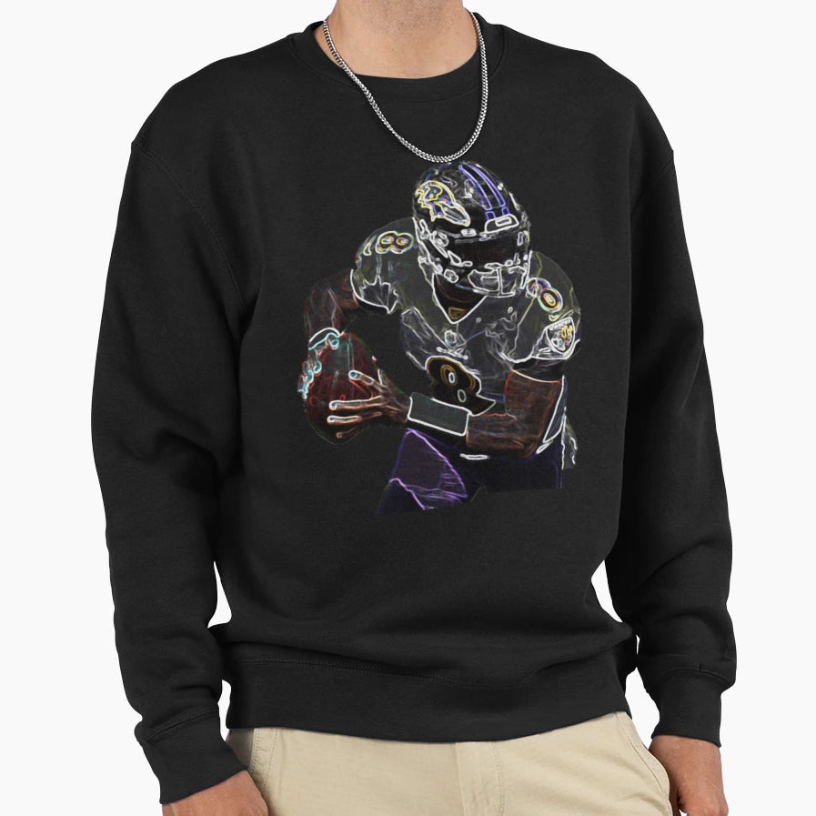 Lamar Jackons Raven Fan Art Sweatshirt - Custom Art Print for Adults - T-Shirt, Sweatshirt, Hoodie