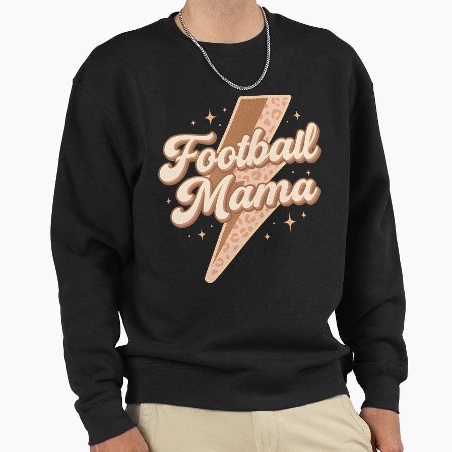 Football Mama Leopard Lightning Sweatshirt - Custom Art Print for Adults - T-Shirt, Sweatshirt, Hoodie