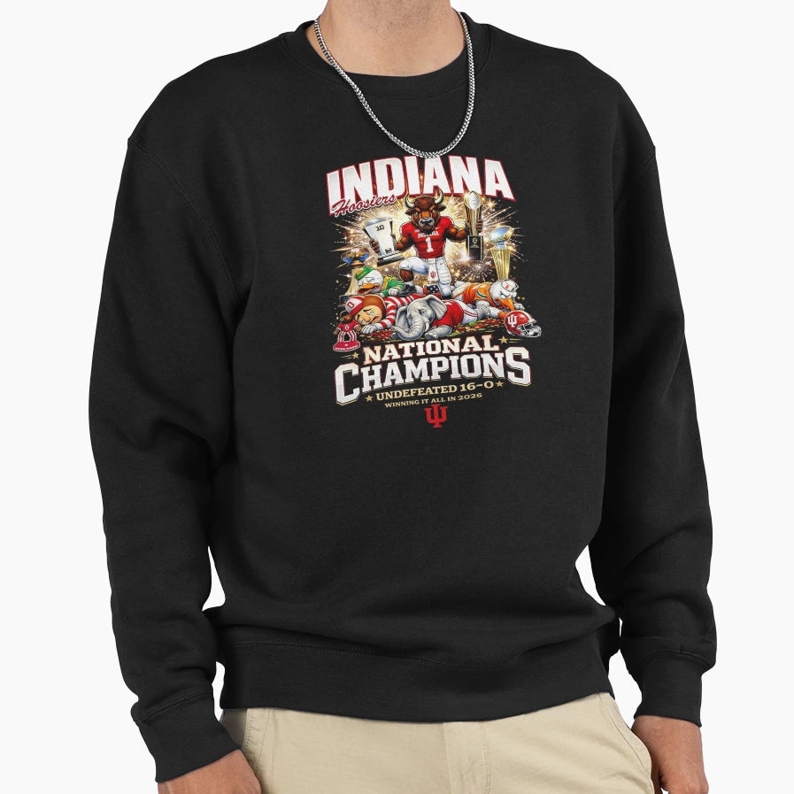 Indiana Hoosiers National Champions 2026 Sweatshirt - Trendy Graphic Unisex - T-Shirt, Sweatshirt, Hoodie