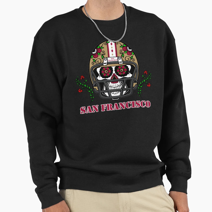 San Francisco Football Helmet Sugar Sweatshirt - Unique Graphic Unisex - T-Shirt, Sweatshirt, Hoodie