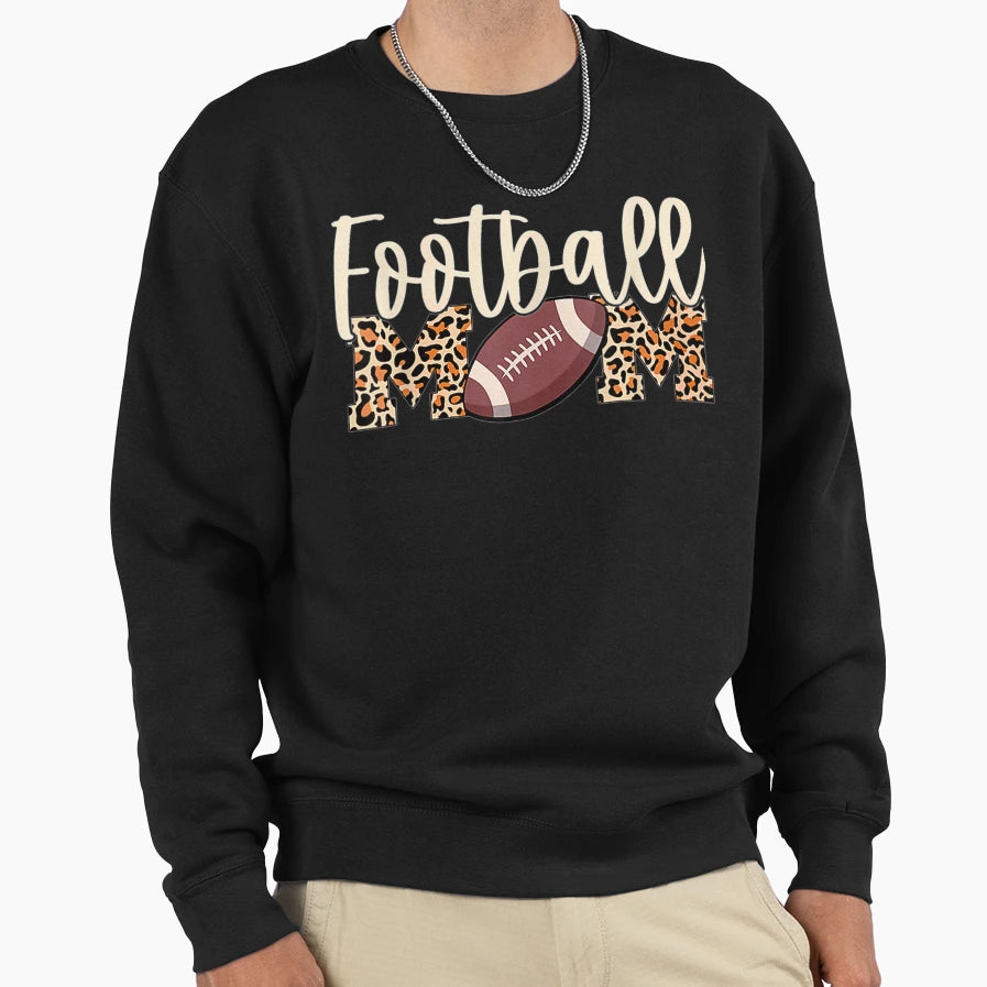 Football Mom Leopard Sweatshirt - Graphic Print Men Women - T-Shirt, Sweatshirt, Hoodie