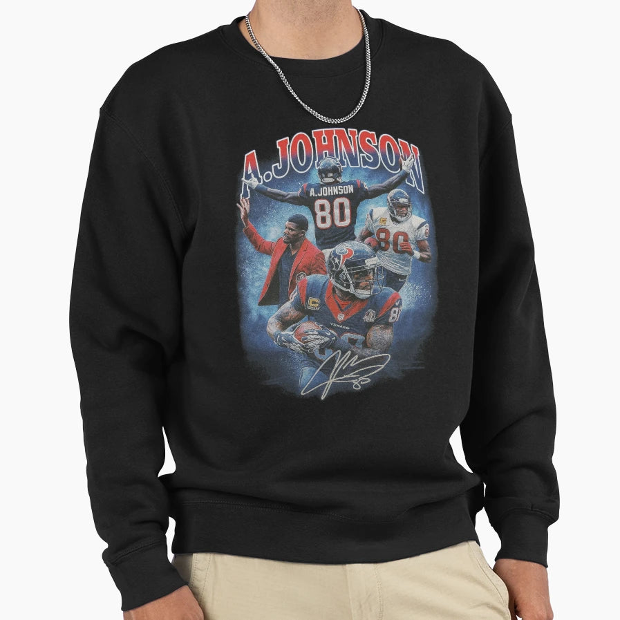 Andre Johnson 80 Houston Football Sweatshirt - Novelty Apparel for Adults - T-Shirt, Sweatshirt, Hoodie