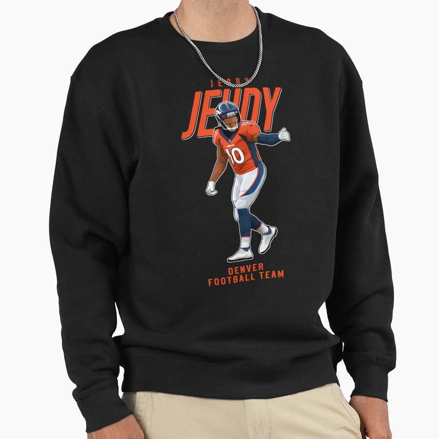 Jerry Jeudy 10 Denver Football Sweatshirt - Casual Everyday Wear Unisex - T-Shirt, Sweatshirt, Hoodie