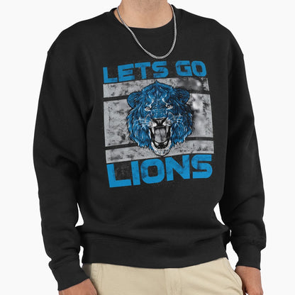 Lets Go Lions Washed And Worn Sweatshirt - Unique Graphic for Adults - T-Shirt, Sweatshirt, Hoodie