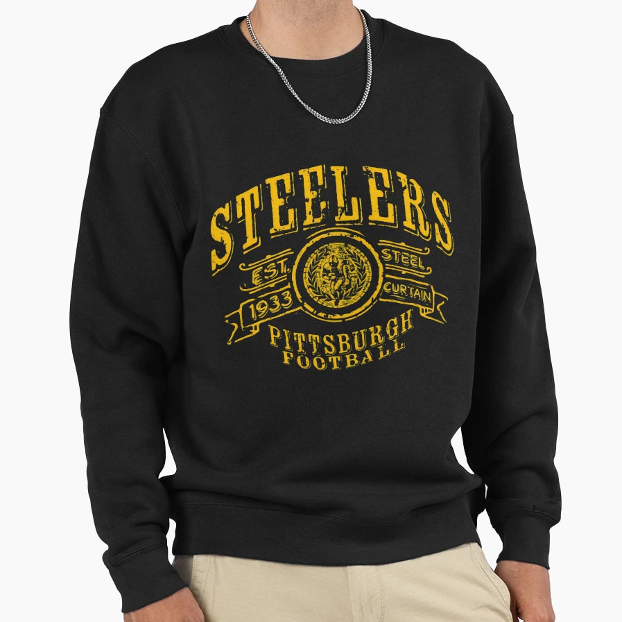 Black And Yellow Pittsburgh Fan Sweatshirt - Aesthetic Graphic for Adults - T-Shirt, Sweatshirt, Hoodie