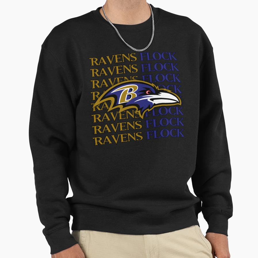 Baltimore Ravens Head Ravens Flock Sweatshirt - Minimalist Print Men Women - T-Shirt, Sweatshirt, Hoodie