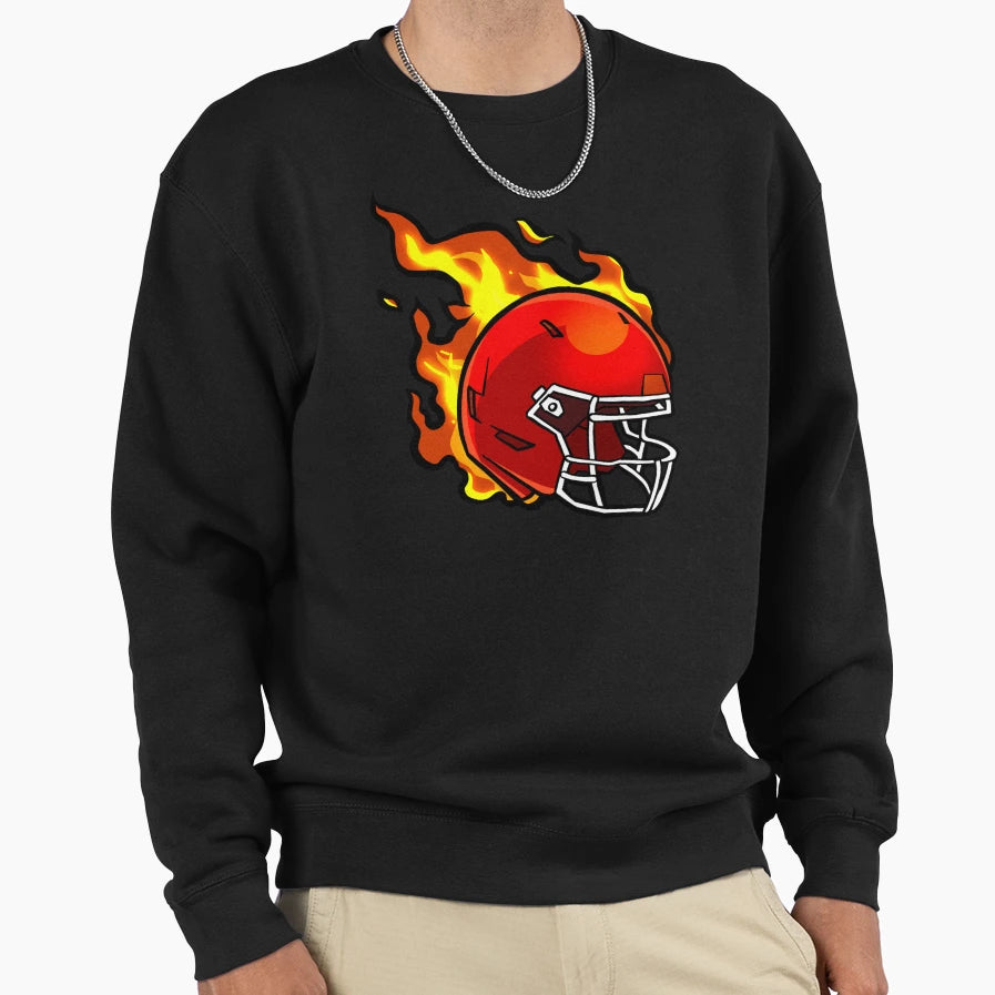 American Football Red Helmet Fire Sweatshirt - Novelty Apparel Unisex - T-Shirt, Sweatshirt, Hoodie
