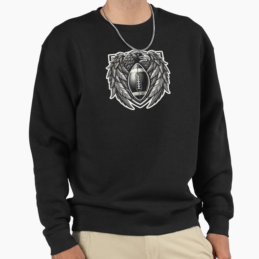 Raven Shield Football Crest Sweatshirt - Graphic Print for Adults - T-Shirt, Sweatshirt, Hoodie