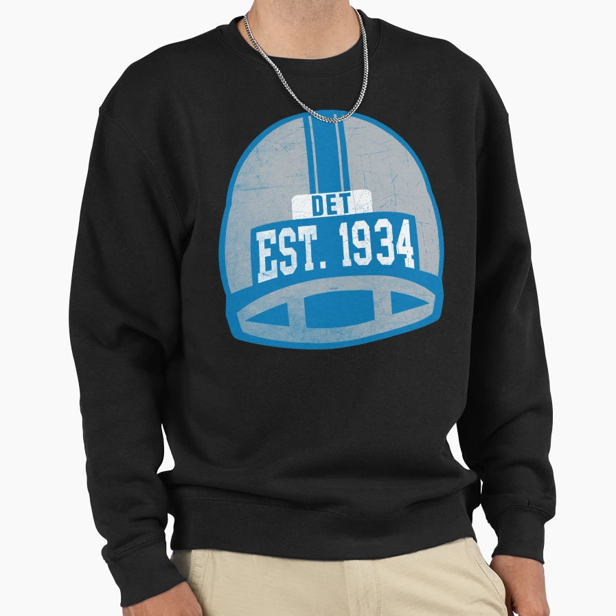Detroit Throwback Football Helmet Sweatshirt - Aesthetic Graphic Unisex - T-Shirt, Sweatshirt, Hoodie