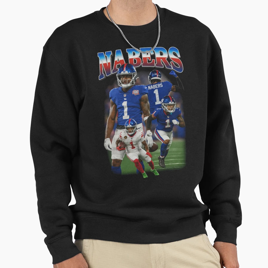 Malik Nabers New York Sweatshirt - Aesthetic Graphic for Adults - T-Shirt, Sweatshirt, Hoodie