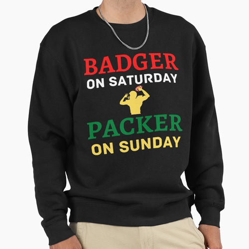 Badger Saturday Packer Sunday Sweatshirt - Fun Novelty Design for Adults - T-Shirt, Sweatshirt, Hoodie