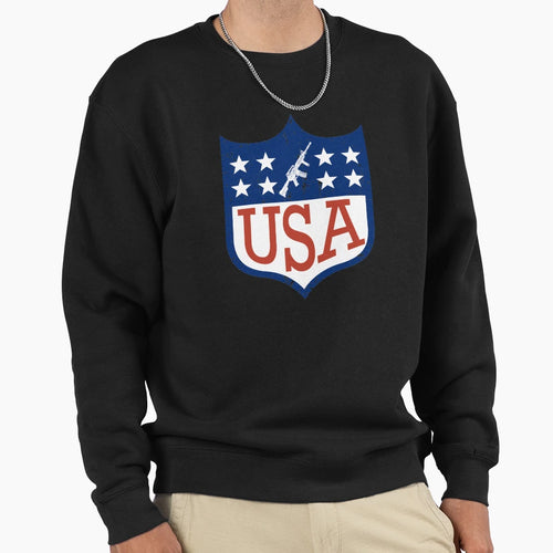 Usa Shield Logo American Flag Sweatshirt - Casual Everyday Wear for Adults - T-Shirt, Sweatshirt, Hoodie