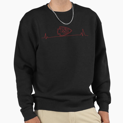 Kansas City Football Heartbeat Pulse Sweatshirt - Unique Graphic Men Women - T-Shirt, Sweatshirt, Hoodie