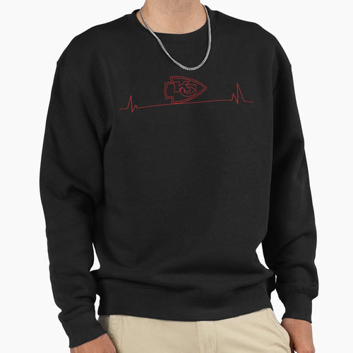 Kansas City Football Heartbeat Pulse Sweatshirt - Unique Graphic Men Women - T-Shirt, Sweatshirt, Hoodie