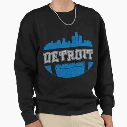Detroit Football Skyline Sweatshirt - Casual Everyday Wear Men Women - T-Shirt, Sweatshirt, Hoodie