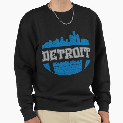 Detroit Football Skyline Sweatshirt - Casual Everyday Wear Men Women - T-Shirt, Sweatshirt, Hoodie