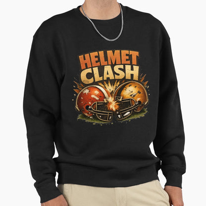 Helmet Clash Football Sweatshirt - Graphic Print for Adults - T-Shirt, Sweatshirt, Hoodie