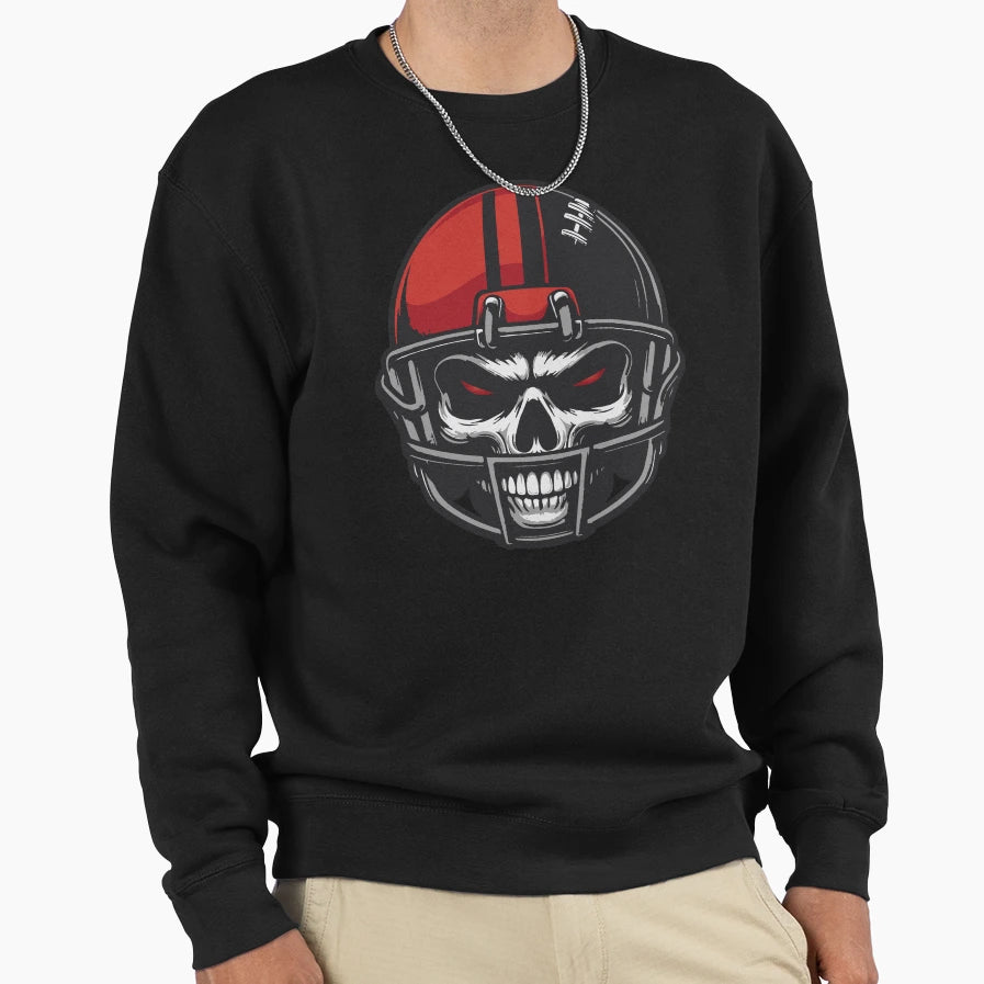 Scary Skull American Football Helmet Sweatshirt - Unique Graphic Unisex - T-Shirt, Sweatshirt, Hoodie