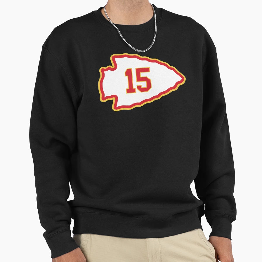 15 Mahomes White Sweatshirt - Graphic Print Men Women - T-Shirt, Sweatshirt, Hoodie