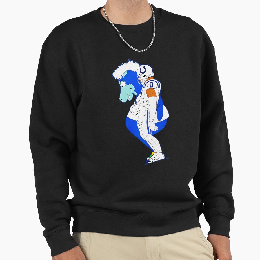 JT Colts Football And Blue Mascot Sweatshirt - Custom Art Print for Adults - T-Shirt, Sweatshirt, Hoodie