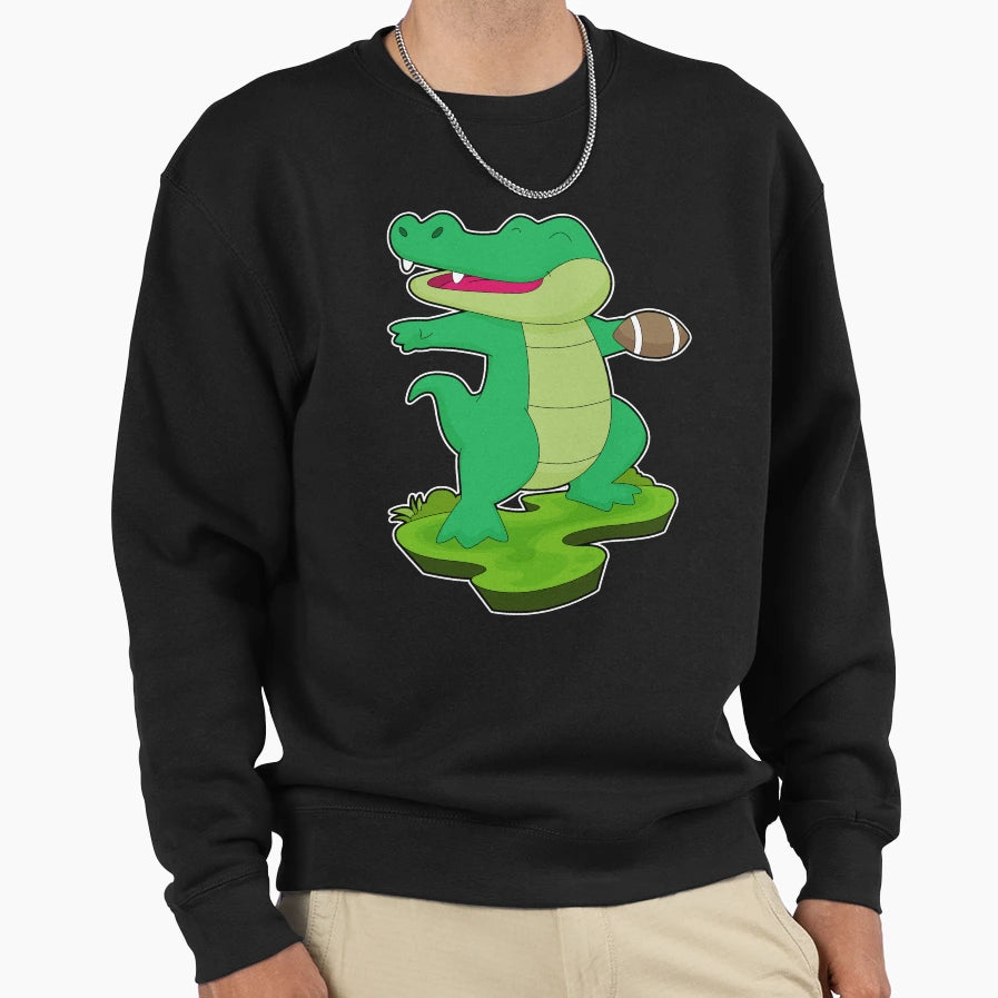 Crocodile American Football Sports Sweatshirt - Fun Novelty Design Unisex - T-Shirt, Sweatshirt, Hoodie