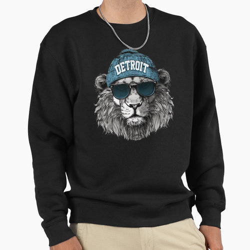 Detroit Football Fan Lion Beanie Sweatshirt - Fun Novelty Design Men Women - T-Shirt, Sweatshirt, Hoodie