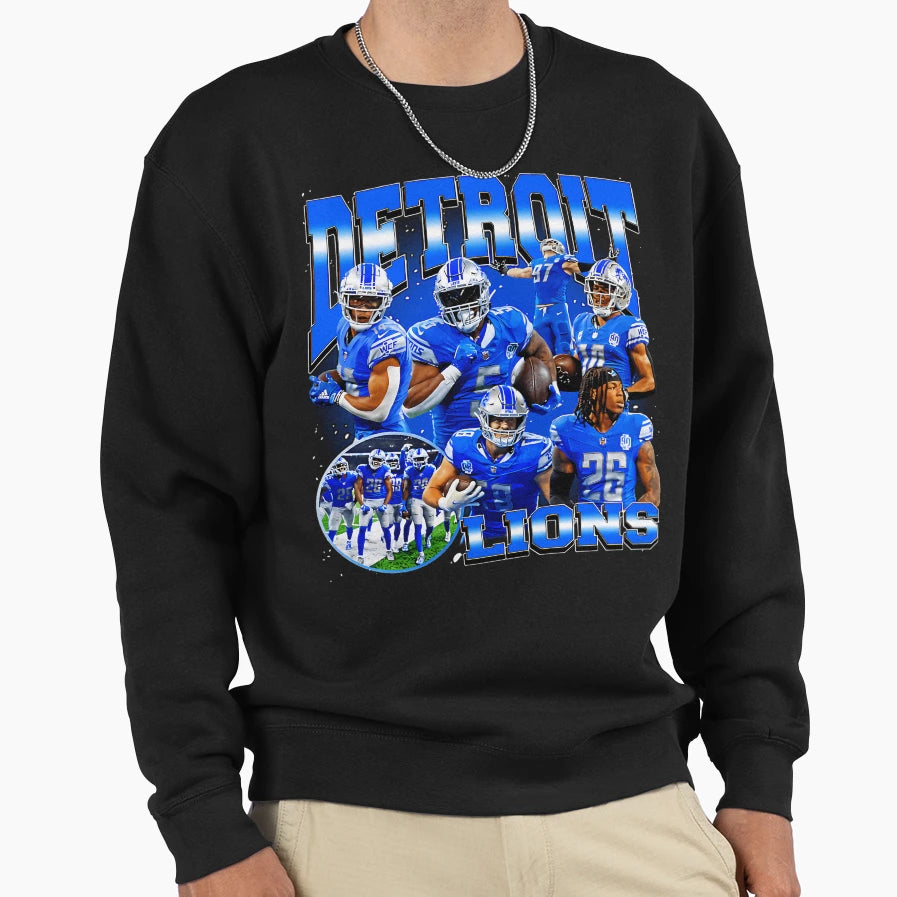 Detroit Lions Team Spirit Collage Sweatshirt - Graphic Print for Adults - T-Shirt, Sweatshirt, Hoodie