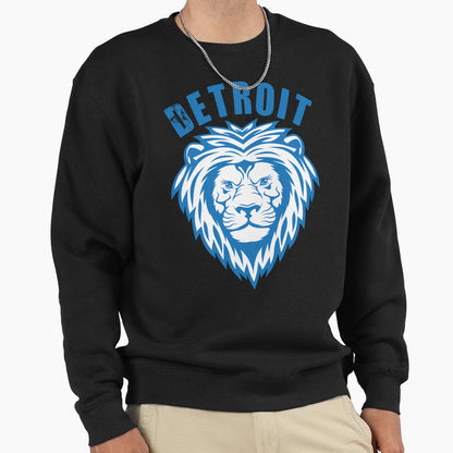Detroit Bold Blue Lion Head Sweatshirt - Trendy Graphic for Adults - T-Shirt, Sweatshirt, Hoodie