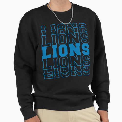 Detroit Lions Stacked Text Bold Sweatshirt - Fun Novelty Design Unisex - T-Shirt, Sweatshirt, Hoodie